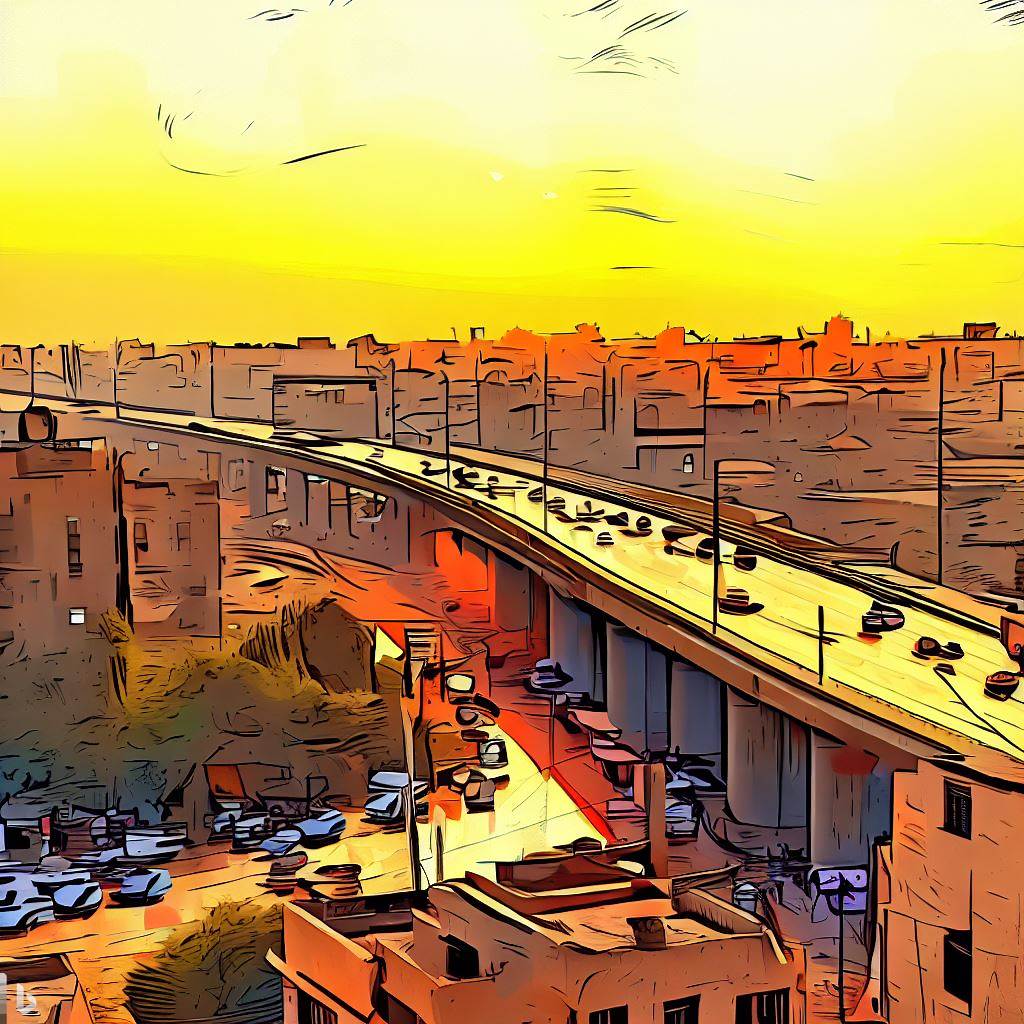 Sunset in Cairo, overlooking the Hosni Mubarak Flyover