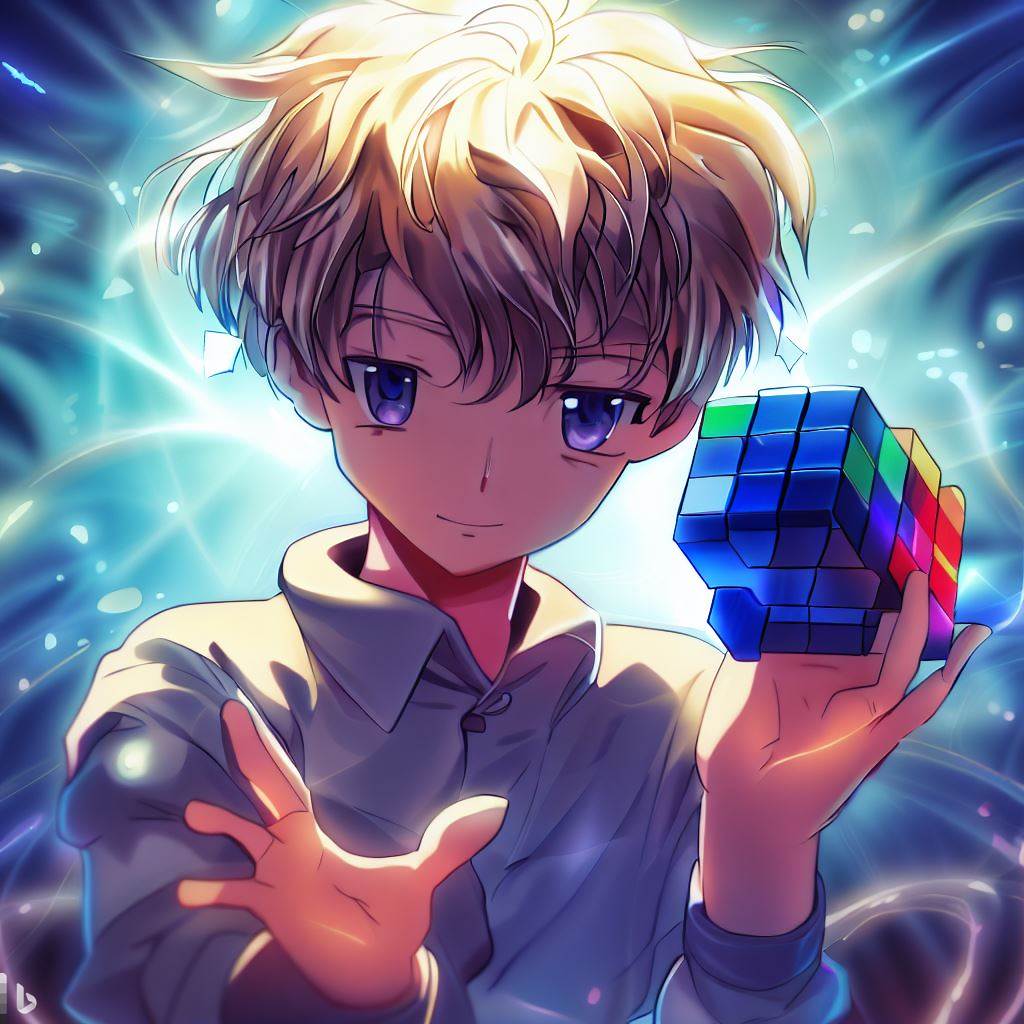 Rubiks cube viewed through an anime lens, in Trundle, 1983