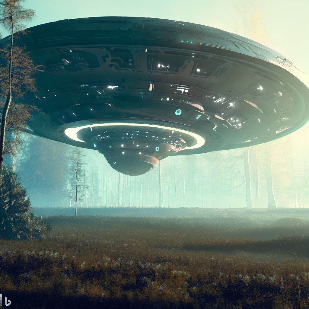 First contact: The UFO appears in the clearing in the Scrub, in David's visions as the lumberjacks worked their grain